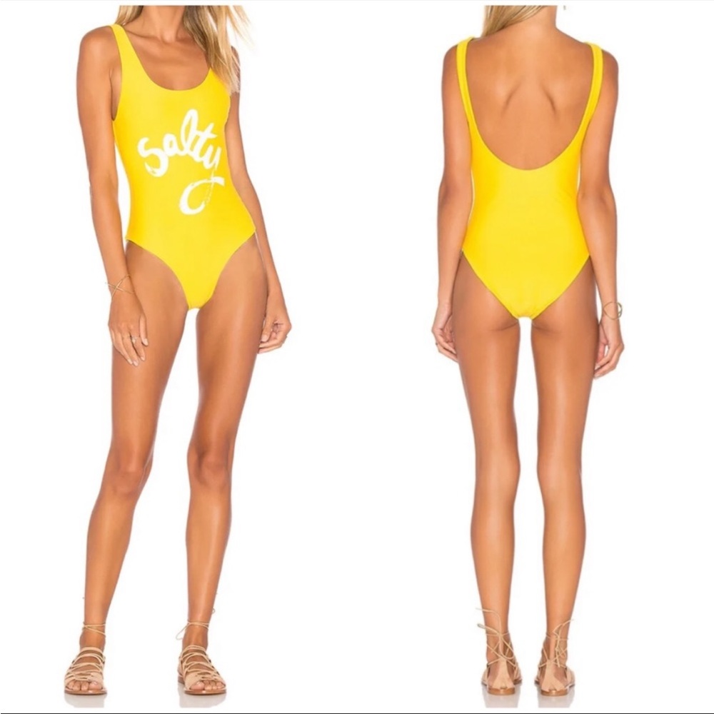 Aila Blue x Peppa Hart Salty One Piece Swimsuit in Marigold SZ M EUC